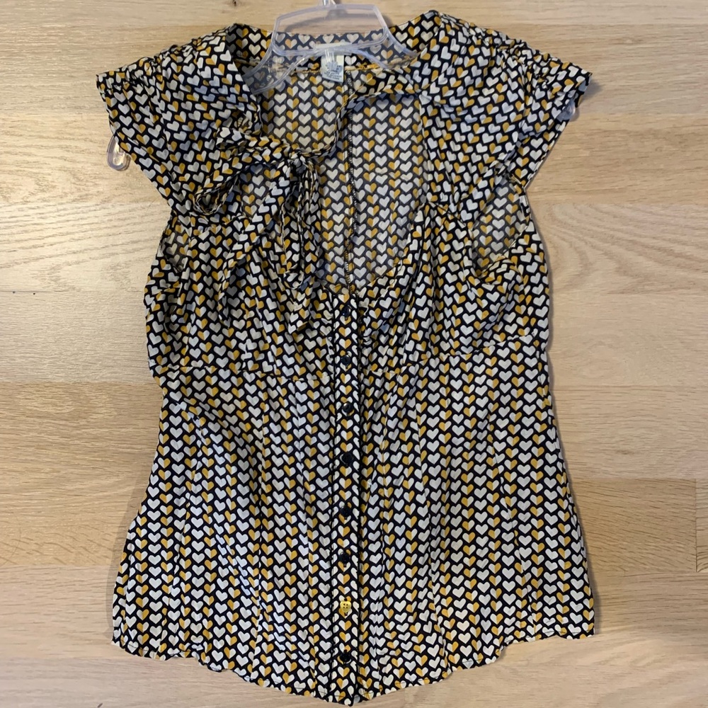 Odille silk heart blouse from Anthropologie